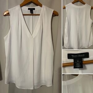 White House Black Market Women's White Sleeveless Top